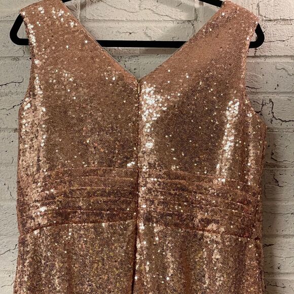 Rose Gold Sequin Formal Cocktail Wedding Dress Large/XL - Picture 11 of 16
